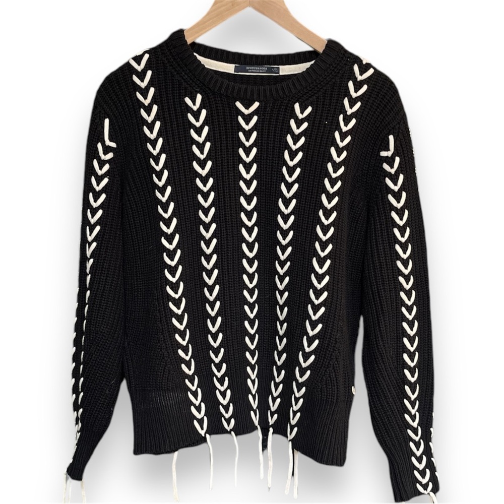 Scotch & Soda Laced Up Sleeve Pullover Sweater Women's Medium